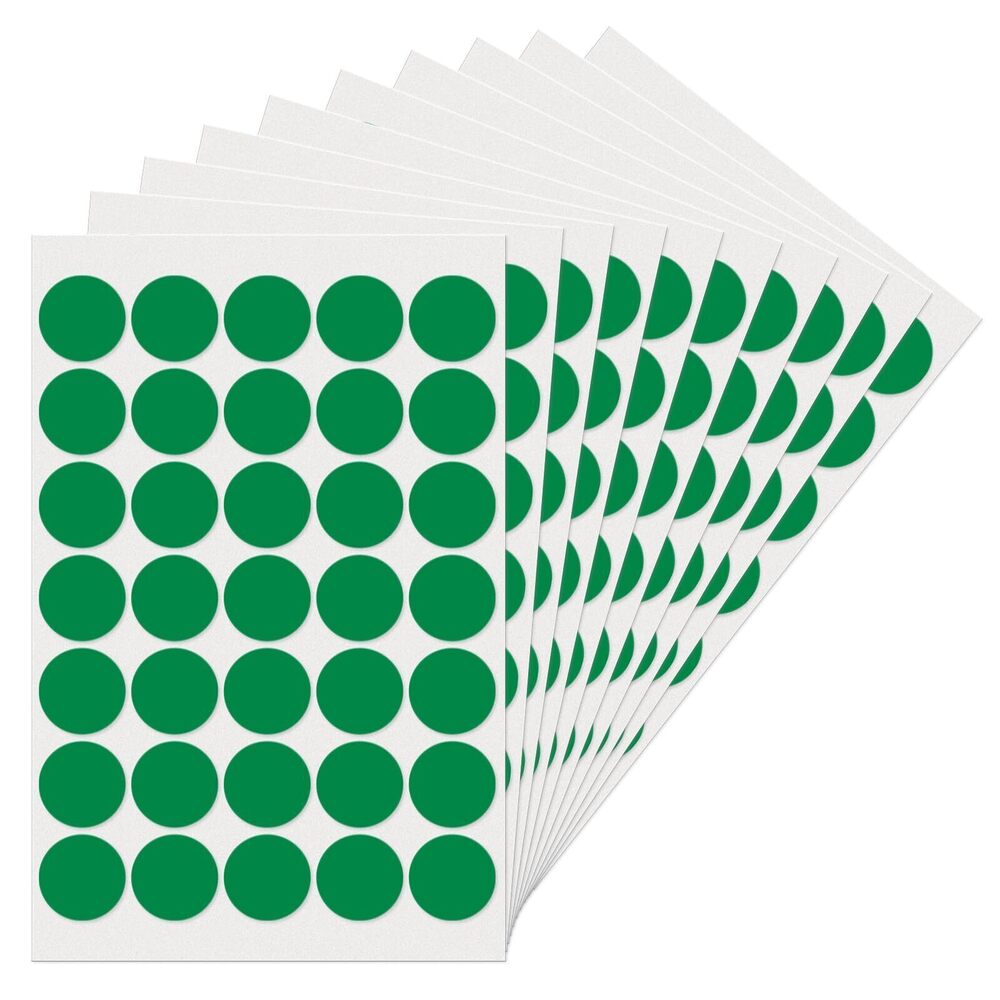 4969 Green Dot Stickers 1" Round Labels Circle Color Coding Decals Colored